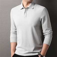 F83025主推款7A抗菌重珠布长袖纯色翻领T恤70%棉，男装T恤，钱塘207-1