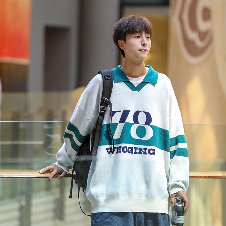 B266-FG10-P8023秋季新款宽松休闲条纹套头卫衣毛线衫,男装针织衫/毛衣,星座B257-1