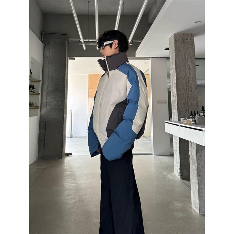 撞色立领棉服外套休闲情侣面包服棉衣MY021特P79,男装棉衣,星座908-1