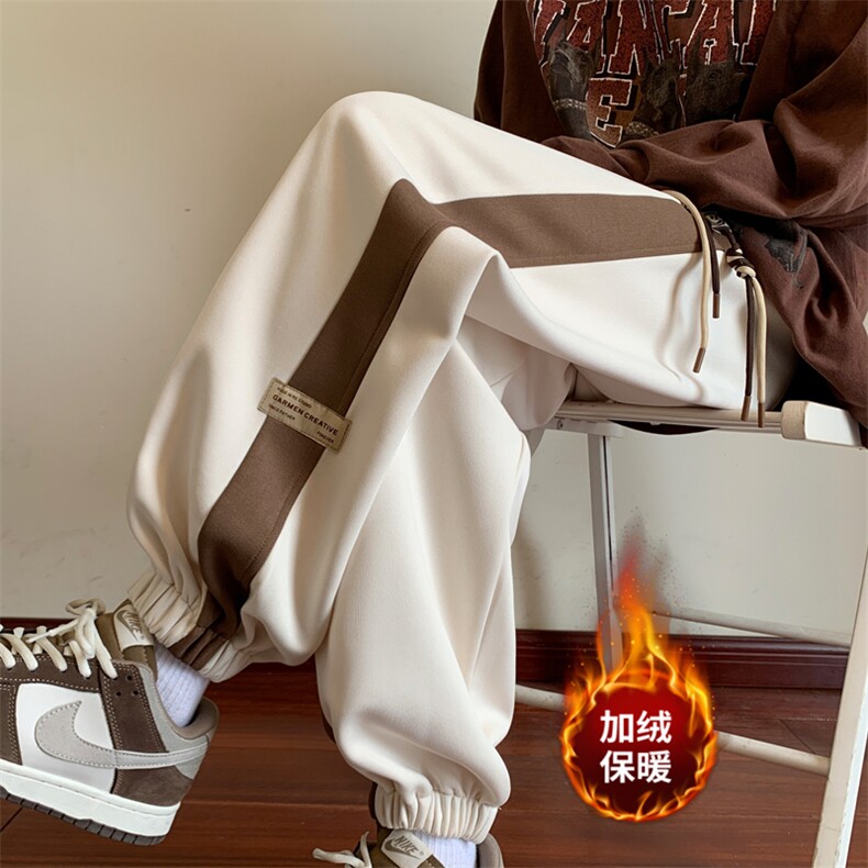 加绒休闲裤男宽松束脚裤拼色卫裤K7721-P50加绒P60控68加绒控78，男装休闲裤，星座209-2