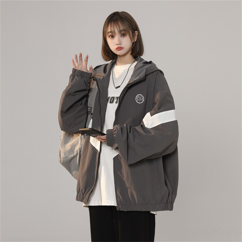 现货 时尚学院风防风防水拼接撞色情侣外套XZ301A WT102 P78图片