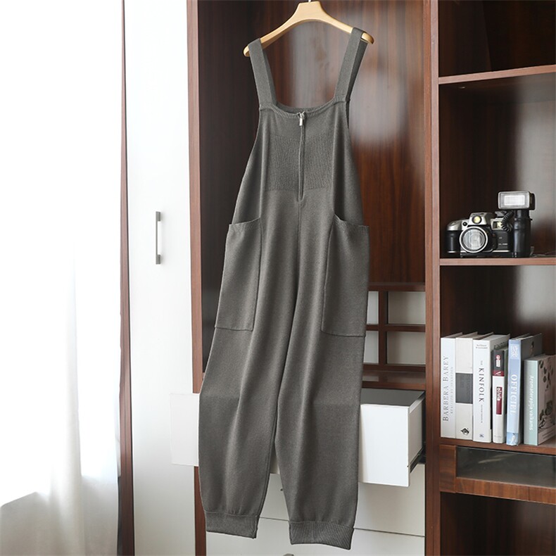 秋冬新款羊毛裤纯色百搭宽松针织背带裤休闲时尚垂感外穿羊绒长裤，女装休闲裤，阿娇羊绒