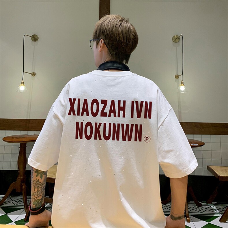 量大优供抖音视频 支持得物配合二开美式满天星亮片短袖T恤MTX258图片
