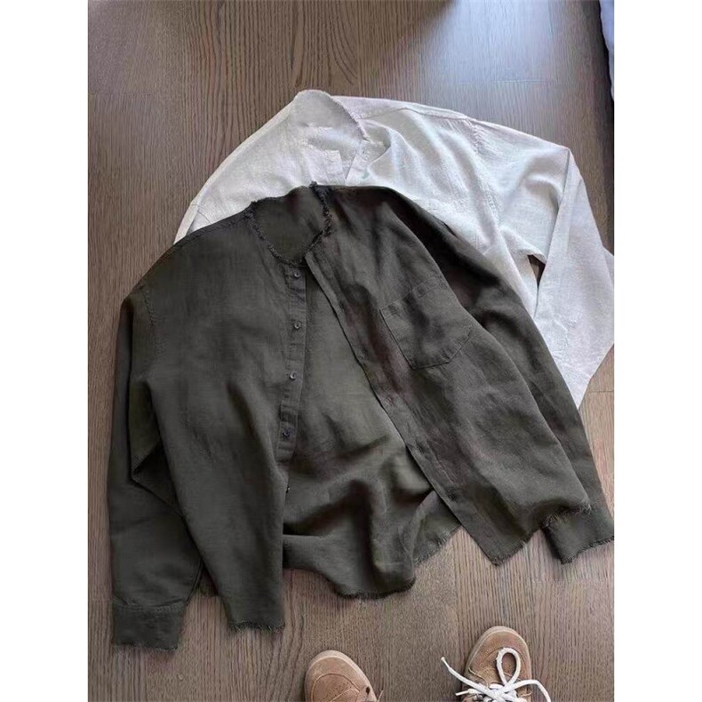 已下单~天丝亚麻薄款透气冰凉毛边设计感长袖衬衫C2513批48，男装衬衫，星座1004-6