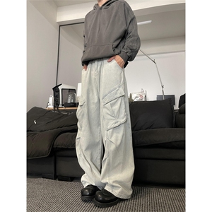 N121-P55  男女同款复古水洗工装牛仔裤宽松直筒裤休闲长裤图片
