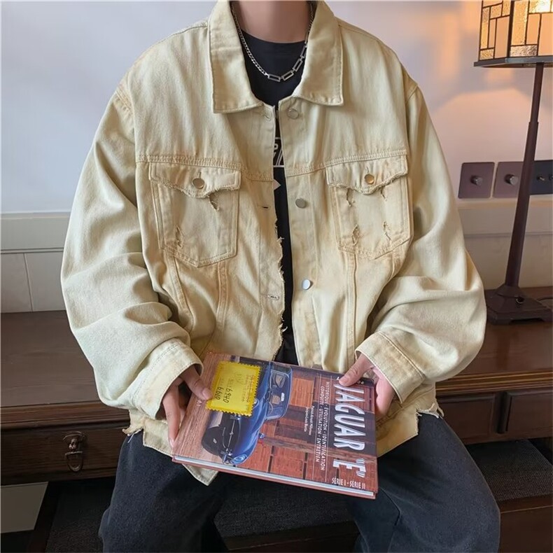 复古ins工装牛仔夹克男韩版秋季新款青年百搭外穿bf上衣J1558-P73,男装夹克,星座1008-1