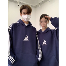 主推港风复古织带运动连帽刺绣情侣卫衣重磅外套男女G1065P58，女装短外套，电商A339