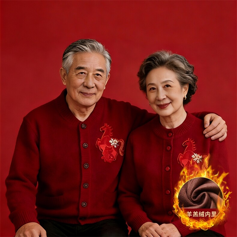 2025时尚百搭通勤简约休闲本命年开衫,女装中老年女装,衣恋羊绒