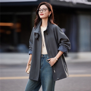 时尚拼接格子风衣外套女2025秋季新款洋气减龄巨好看中长款大衣女图片