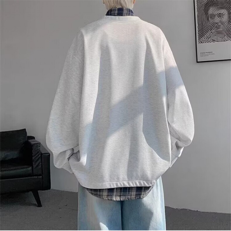 5522-P45潮牌宽松港风拼色长袖Polo衫刺绣字母休闲卫衣,女装卫衣/绒衫,星座617A-2