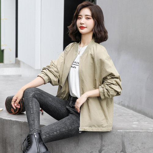 网红立领小个子短外套女2025夏季百搭轻薄冲锋衣拉链夹克防晒衣女,女装短外套,辉之琳