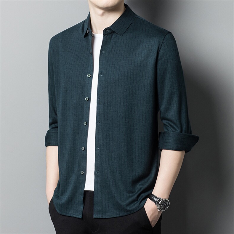AFG5039钱塘2020-3春秋季新款商务休闲简约中年男士衬衫货稳P160,男装衬衫,钱塘207-3