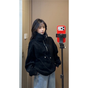 雪尼尔立领卫衣美式复古潮流打底设计重磅翻领外套卫衣 常规P49图片