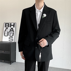 2025纯色简约中山装刺绣西服结婚礼服登记戗驳领男西装结婚外套，男装西服，星座909