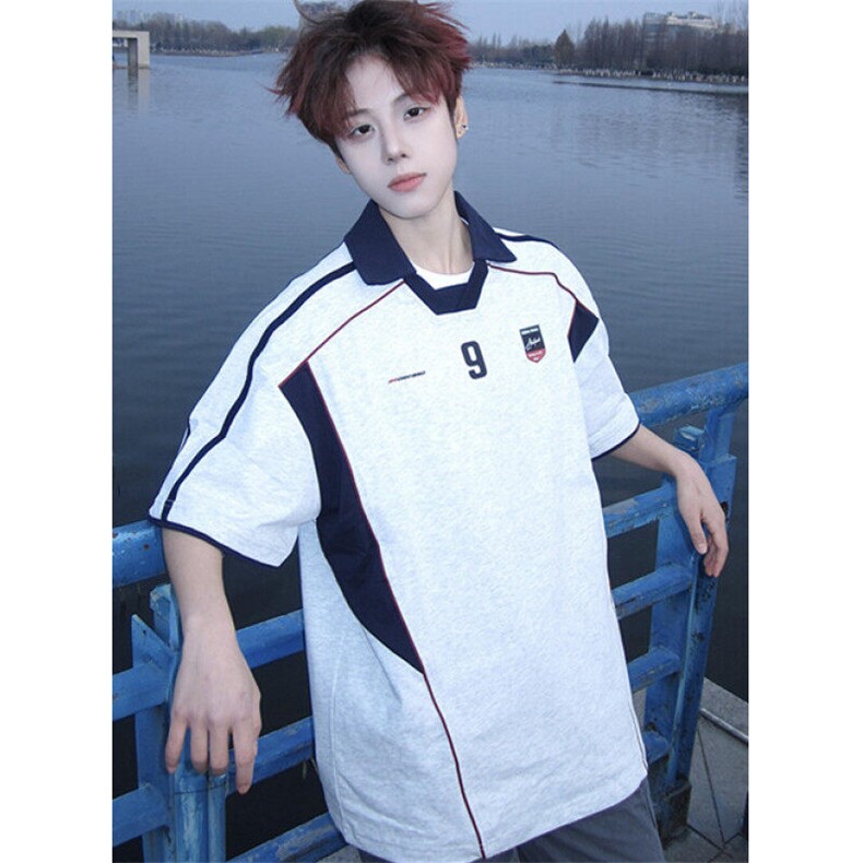 男装夏季新品美式球衣运动衣服翻领POLO衫男宽松拼接T恤T7506,男装T恤,星座1116A（原606A-3）