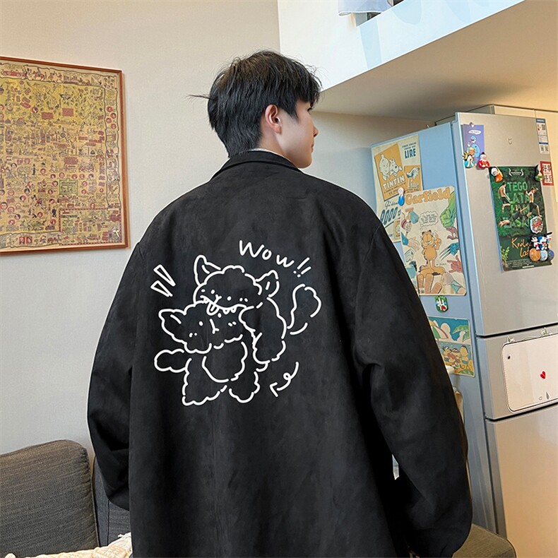 麂皮绒夹克男大码立领褂子外套JK85427-P68加绒款-P78,男装夹克,电商A040