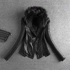 春秋水洗小皮衣女立领修身短款机车PU皮夹克女士外套8212355P105，女装皮衣，艾青服饰