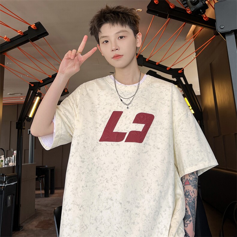 ！2026夏季新款男士发泡立体印花潮牌碎花短袖T2530特P28,男装T恤,电商B220