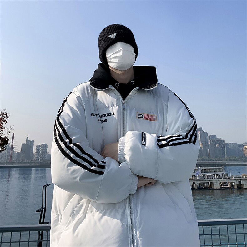 F42-P100加厚棉袄外套潮美式条纹棉服男冬季新款宽松面包服,男装棉衣,星座512-6