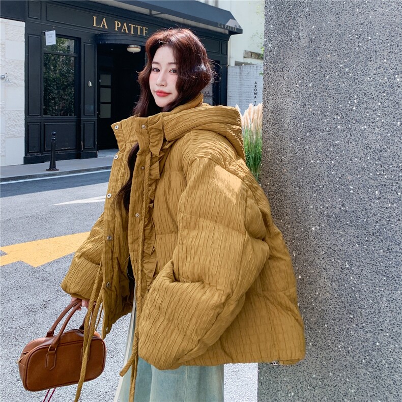 肌理感短款羽绒服女2025秋冬新款韩版轻薄小个子加厚面包服外套,女装羽绒服,2C327