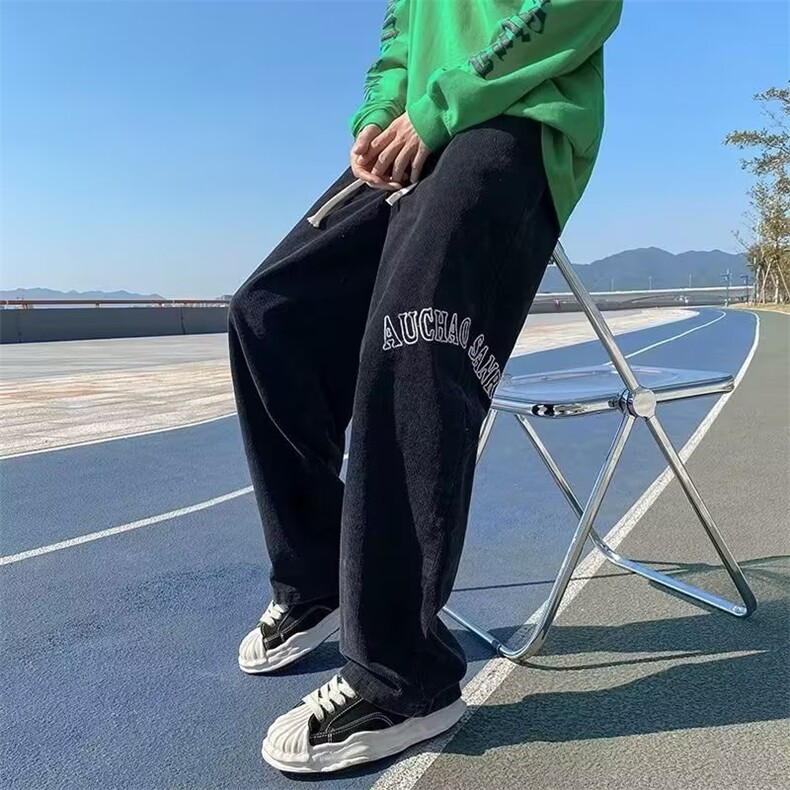 灯芯绒裤秋冬加厚加绒潮牌美式复古休闲阔腿裤K0914-P38加绒43,男装休闲裤,星座308B-1