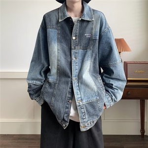 日系复古撞色水洗做旧牛仔外套男女生秋季外套JN113 P68图片