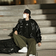 高街烫钻棒球服男女2024年夹棉oversize高街棉衣外套男女-W555，男装夹克，星座601-2