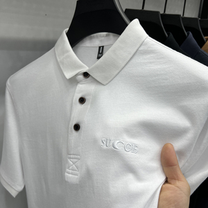夏季新款男士短袖POLO杉高档轻商务丝光棉翻领百搭中年爸爸装图片