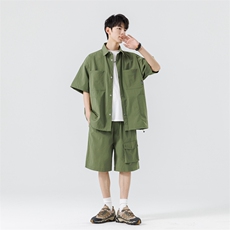短袖衬衫男新款夏季薄款透气搭配套装短裤宽松翻领衬衣TZ069-P88，男装牛仔裤，星座308B-2