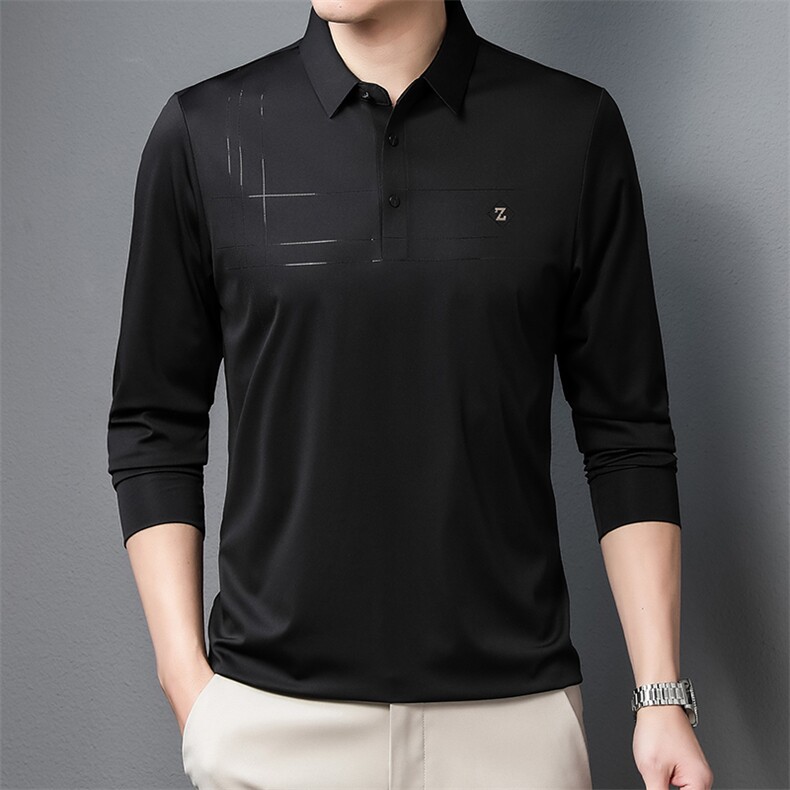 纯色长袖T恤男翻领polo衫22春秋新款商务休闲打底衫上衣中年男装,男装T恤,电商B212（原钱塘6029）