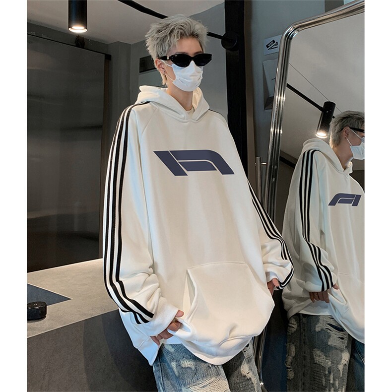 抖音得物供货提供视频秋冬重磅美式宽松织带连帽卫衣0601,男装卫衣,电商A486
