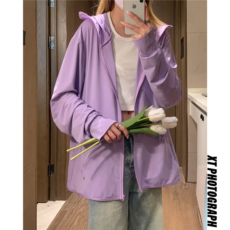 2025夏季新款纯色情侣款连帽长袖防晒衣薄款外套上衣F109/P39，女装防晒衣，星座202-3