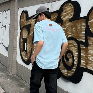 万针全刺绣工艺抖音得物高品质260克重磅纯棉双纱美式高街短袖T恤图片