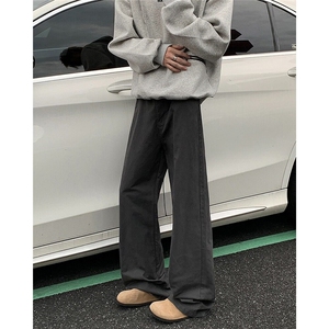 美式灰色阔腿牛仔裤男秋冬复古cleanfit直筒拖地长裤RK2361-P53图片