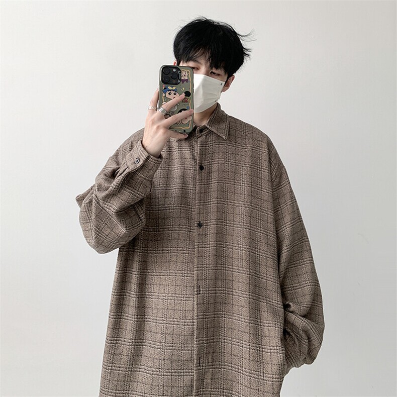 宽松长袖衬衫男格子衬衣KD623-P30,男装衬衫,电商D312-1