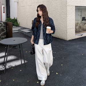 休闲蓝色碎花洋气百搭翻领短外套女春秋2025新款小个子夹克巨好看图片