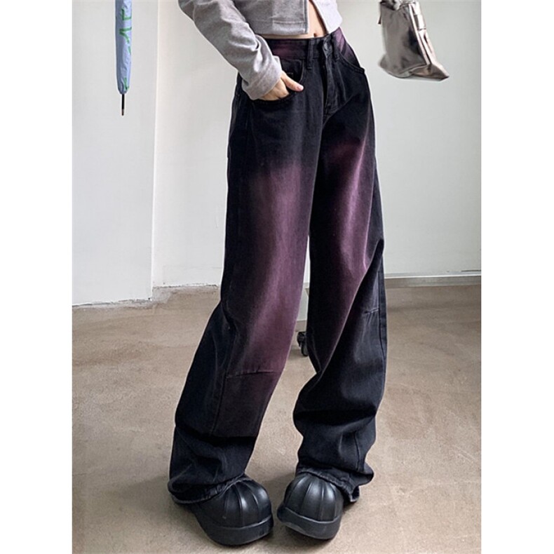 晕染阔腿牛仔裤男女秋冬加绒加厚梨形身材宽松遮胯直筒N662,男装牛仔裤,星座1116A（原606A-3）