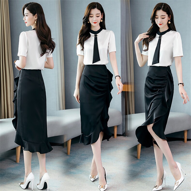 2022夏季新款时尚通勤简约大方气质优雅修身显瘦两件套裙，女装套装/套裙，火爆靓佳人