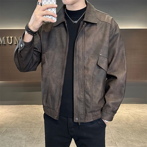 B353 PY3511 P140 黑 秋季新款男士巴恩风皮夹克韩版潮流百搭外套图片