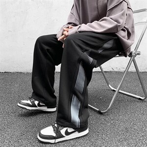 秋冬季印花拼接ins潮流拖地裤青少年大码款宽松休闲长裤K802P50,男装休闲裤,电商A073