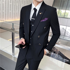 三件套西服套装男士西装商务休闲职业装上班面试修身新郎伴郎结婚，男装西服套装，星座505-2（原电商A260-1)