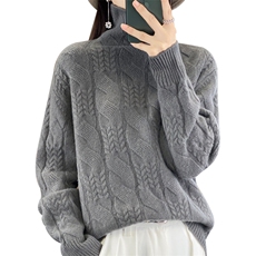 高领羊毛衫女套头加厚2024秋冬新款长袖休闲，女装羊毛衫，鹿一羊绒