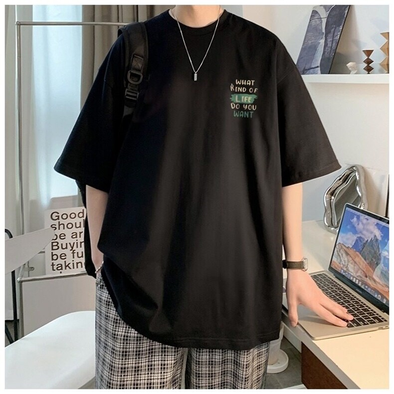 纯棉220g简约百搭字母五分袖t恤男生新款半袖体恤潮牌休闲,男装T恤,星座715-4