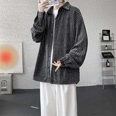 8XL-M鱼骨纹小香风衬衫男生春秋衬衣宽松慵懒垂感外套CS29009P45，男装衬衫，电商B312