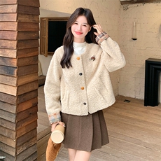 韩系温柔风毛呢外套女短款减龄小个子百搭呢子大衣，女装毛呢外套，2D034