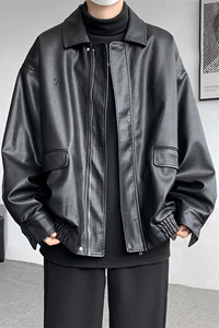 8XL-M 皮衣外套男港风复古美式加绒加厚皮夹克机车PY858P95控128图片