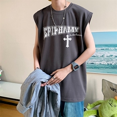 B239-1226-P23夏季男装背心/马甲/坎肩十字架字母印花无袖T恤，男装背心/马甲，星座514-2(原B239)