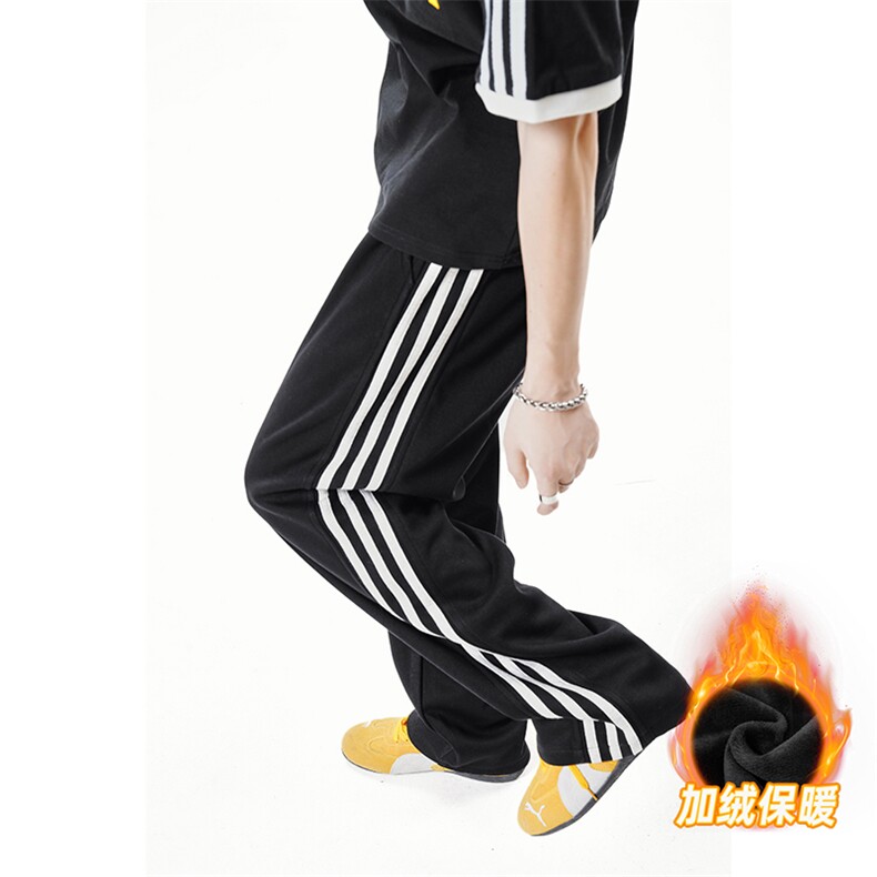 A178-K2838JR大货秋冬季加绒加厚三条杠卫裤直筒宽松特P42,男装休闲裤,电商A178