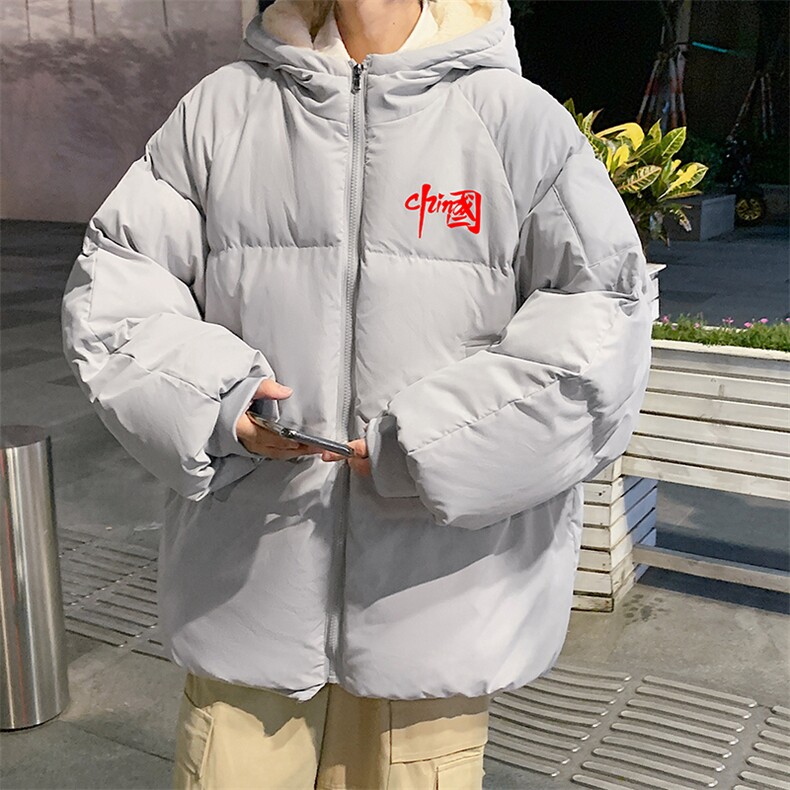 MY16276-P100 加厚加绒连帽棉衣男大码棉服男面包服男图片