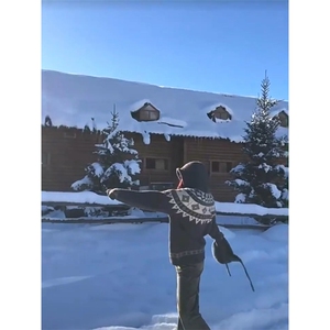 重磅秋冬北极绒开衫毛衣美式复古休闲慵懒风牛角扣针织衫连帽外套图片